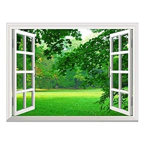 Removable Wall Sticker/Wall Mural - Park in Autumn | Creative Window View Wall Decor - 24"x32"