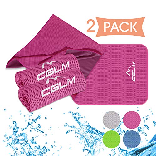 cglm Cooling Towel (40″x 12″) 2 Packs Cool Neck Wrap Towel Stay Cool with Microfiber Towel for All Activities Keep Cool with Soft Breathable Chilly Towel Yoga Fitness Gym Golf Travel Sports Running