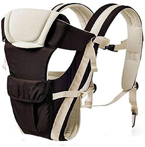 Teeny Weeny 4 in 1 Baby Carrier Cum Kangaroo Bag Cuddler with Head Support - 0 to 24 Months (Black)