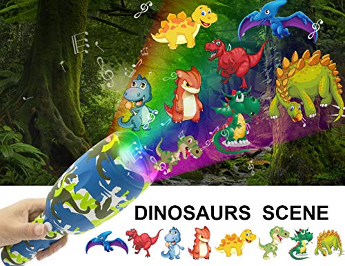 weird tails Projector Flashlight Baby Toys Animal Dinosaurs Toy Slides Sleep Preschool Toys with 8 Patterns Light Show Musical and Educational Toy for Kids Boys and Girls