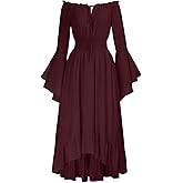 Scarlet Darkness Renaissance Dress Women Off Shoulder Bell Sleeve Peasant Pirate Dress
