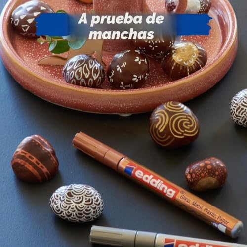 780 Marcador de tinta opaca brilhante - Ouro, Prata, Azul, Verde, Violeta (Metálico) - 5 Marcadores - Ponta Extra Fina 0,8 mm - Para Vidro, Pedras, Madeira, Plástico, Papel - Cor Permanente
