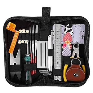 YANSHON Gitarre Reparatur-Werkzeug-Set, 26 Stücke Gitarren Pflege-Set inkl. Saiten Organizer, Saiten-Aktions-Lineal…