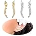 Leaf Studs Ear Crawler Earrings Cuffs Climber Ear Wrap Pin Cute Women Vine Pierced Charms Hoops Jewelry 2 Pair Golden Plated + Silver Plated