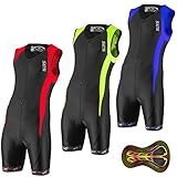 Men`s Triathlon Tri Race Suit - 2 Pockets Skinsuit Trisuit - Great Fit And Comfortable - Ideal From Sprint To Ironman (Black/Neon, M)