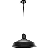 GLOBE Electric 65155 1-Light Industrial Warehouse Pendant Lighting, Matte Black, Hanging Lamp, Hanging Lights, Ceiling Light 