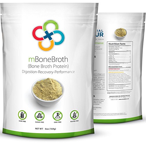 Premium Bone Broth Protein Powder - Includes Collagen, Mushrooms, Beta-Glucans & Herbs - Keto & Paleo Friendly Natural Chicken Bone Broth Protein Powder - 6oz