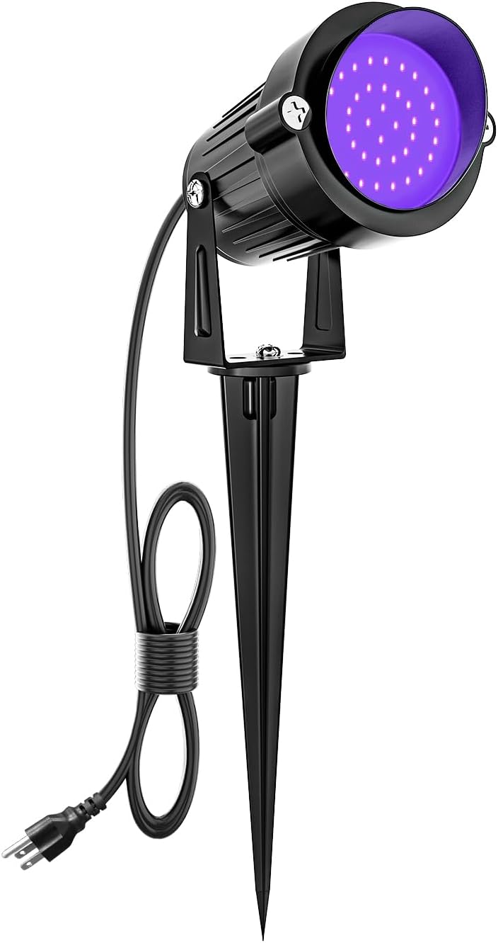 Lighting - ZUCKEO Halloween Black Light Spotlight Outdoor LED Blacklight, 15W Waterproof Spot Lights Landscape Lighting with US Plug for Glow Party Body Paint Fluorescent Poster Bar Yard Garden Decor(1Pack)