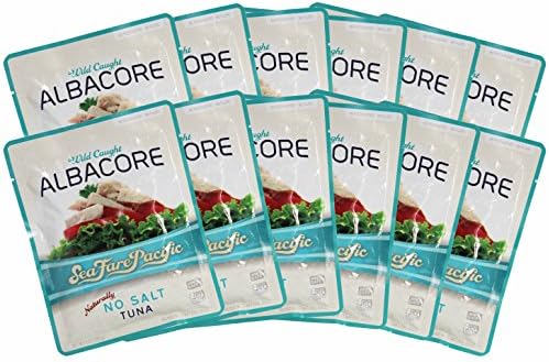 No Salt Albacore Tuna – Sea Fare Pacific, 12 Pack, wild caught sustainable, 100% traceable to USA family owned fishing boats, pole and line, once cooked in it’s own natural fish oil excellent Omega3’s