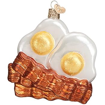 Old World Christmas Ornaments: Bacon And Eggs Glass Blown Ornaments for Christmas Tree