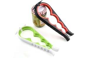 Can opener, suitable for people with weaker hand strength, multifunctional jar and bottle opener, easily opens caps (White Gr