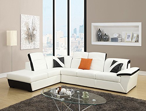Q-Max Air Leather Black and White Sectional Sofa(SH1235)