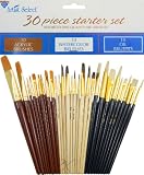 30 Fine Art Paint Brushes for Acrylic, Oil, Watercolors