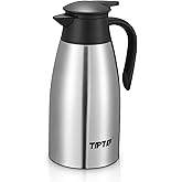 TIPTAP 70oz Thermal Coffee Carafe, Stainless Steel Insulated Vacuum Coffee Carafes For Keeping Hot and Cold, 2 Liter Beverage Dispenser