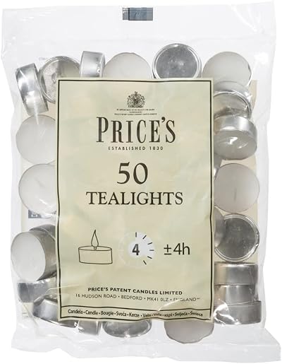 Prices White Tealights 50 Pack Unscented Wax 1.8cm x 3.8cm Royal Crest