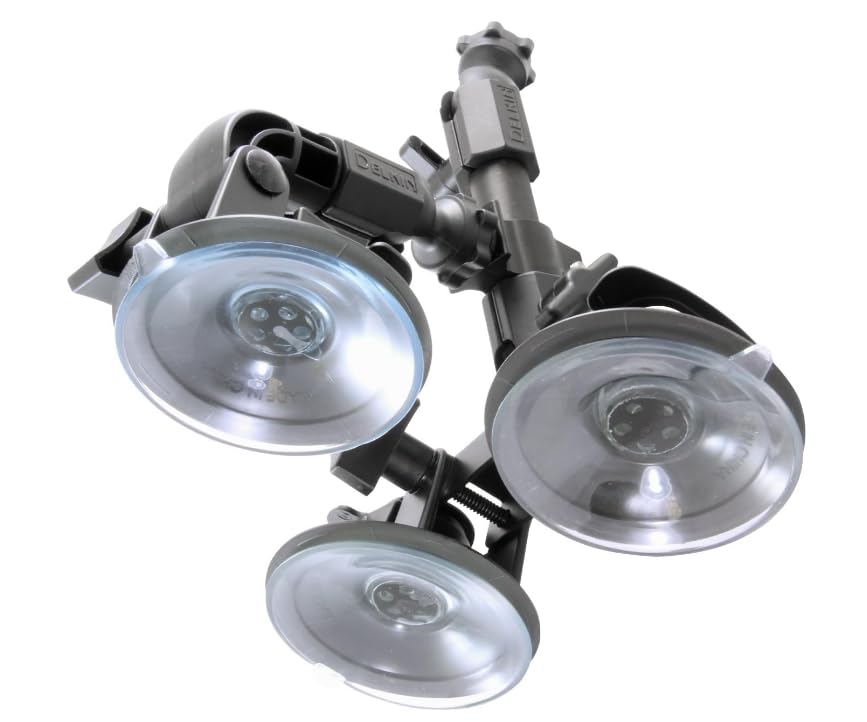 Delkin Devices Fat Gecko Triple Suction Camera Mount - Powerful Suction Cup Camera Mount for Car, Motorcycle, Desk, Window | Secure and Adjustable Action Camera Holder for Video Recording