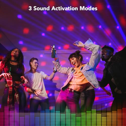 KeoBin 6 in 1 Disco Lights 【RGBWA & UV Strob + Disco Ball Light】 100+ Lighting Patterns, Professional Party Strobe Mode, Perfect for Family Parties Bar Rave Club Show