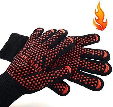 FlameMan BBQ Grilling Cooking Gloves,Extreme Heat Resistant for Extra Forearm Protection (1 Pair) (XL)