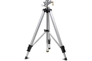 YAMATIC Impact Sprinkler on Adjustable Tripod Base, 360 Degree Large Area, Heavy Duty Adjustable Pulsator Sprinkler for Lawn, Yard and Grass Irrigation, Spray up to 20-90ft(Zinc Head)