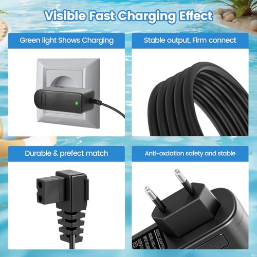 12.6 V Vacuum Cleaner Charger for Pool Cleaners, Robotic Pool Charger, Compatible with Steinbach Poolrunner Battery Basic 2.0, with 2 m Charging Cable