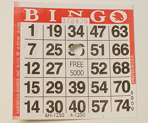 American Games 1 on Pushout Bingo Paper Cards - Red - 250 cards