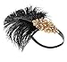 Gellwhu Vintage Black Feather Gold 20s Headpiece 1920s Flapper Headband