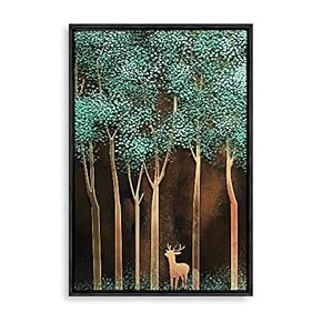 Framed Canvas Wall Art Golden Forest Canvas Prints Home Artwork Decoration for Living Room,Bedroom - 16x24 inches
