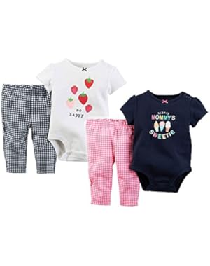 Baby Girls Cotton Layette Bodysuit Leggings Outfit 2 Pack Bundle Gift Set