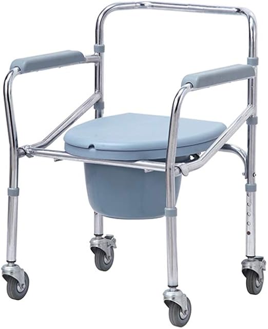 VMS Careline Standard Foldable Commode Wheelchair with Long Bucket and Splash Guard