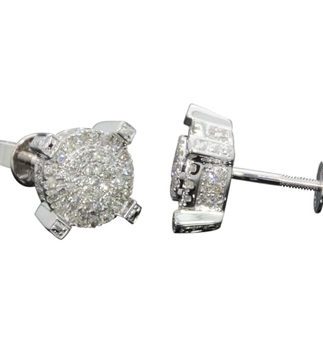 Amazon Com 10k White Gold Real Diamond Earring Stud For Men And