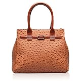 Hynes Victory Ostrich Top Handle Handbag (Brown)