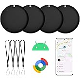 Bluetooth Tracker for Android Device 4 Pack, Item Finders Locators Work with Google Find My App (Only for Android), Tracker Tag for Keys, Luggage, Backpack, Wallet, Vehicle, Pets (Black)
