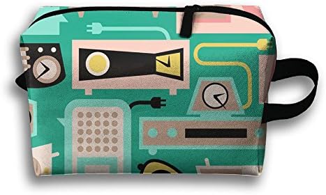 Unique Design Kitch Clock Radio Receive Bag Hand Cosmetic Bag Makeup Bag Sewing Kit Medicine Bag 600D Plain Oxford Cloth Length 25.5 Width 12.5 Height 16cm.
