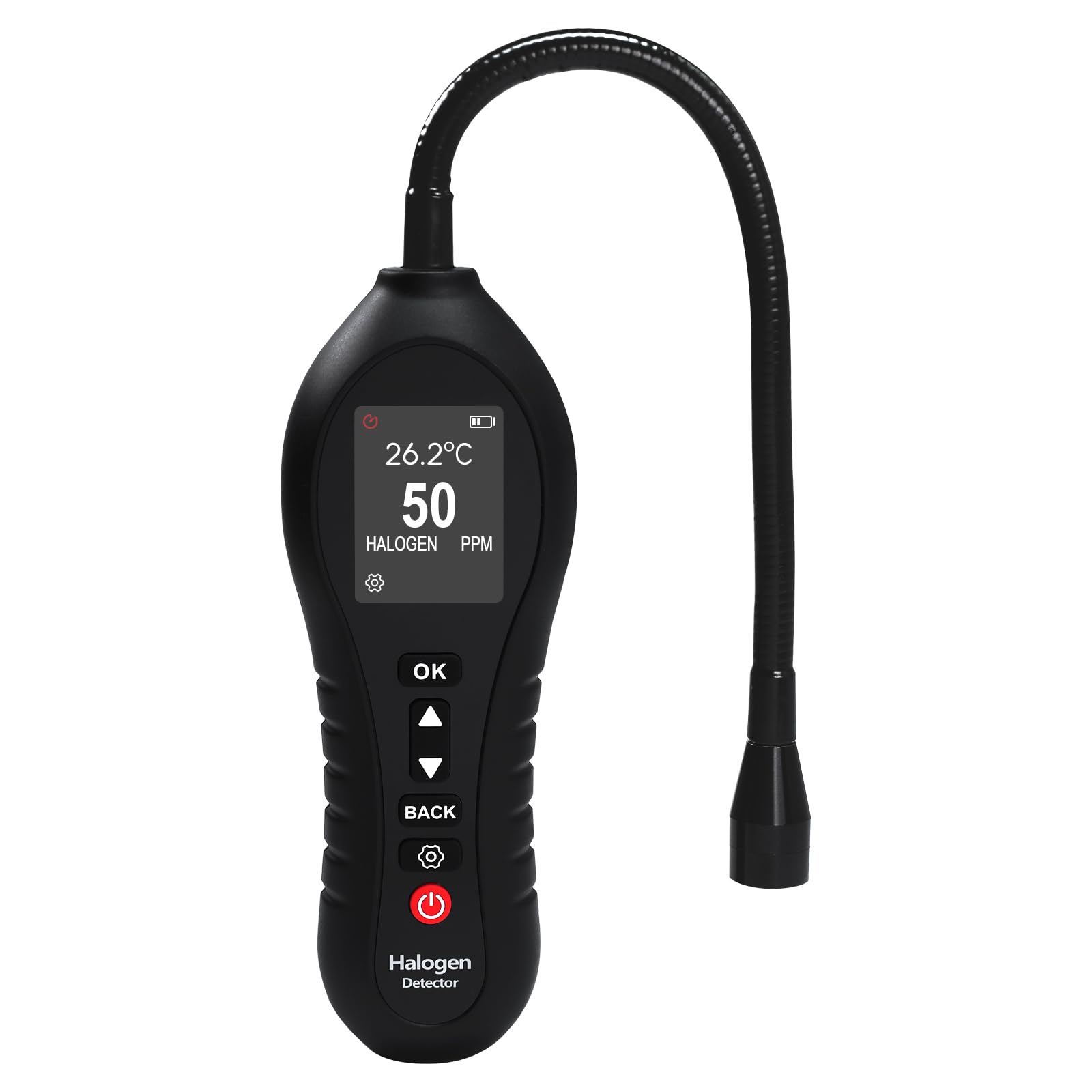 HVAC Refrigerant Leak Detector Freon Sniffer Leak Detector with 10-Inch Flexible Probe, 0-1000 PPM Range, Colored Screen Display, for Automotive and Air Conditioning Systems (CFCs, HCFCs, HFCs)