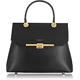 LeParmentier Atlanta Top Handle Satchel Bag, Genuine Leather, 10.6 x 8.7 x 4.7 inches, Gold Hardware
