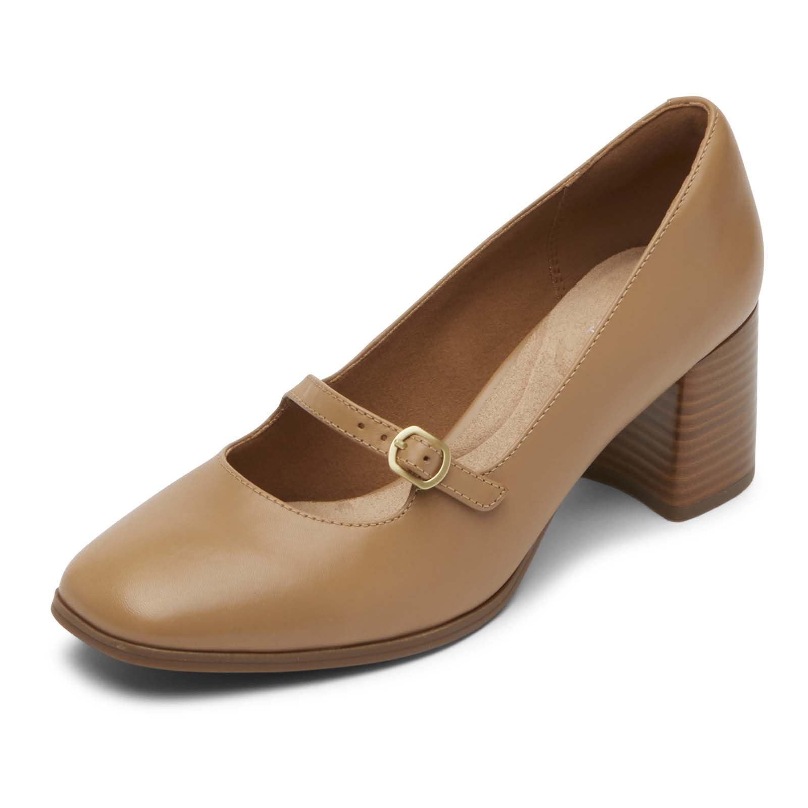 Rockport Women’s Violetta Mary Jane, Mocha Latte Leather, 6 M