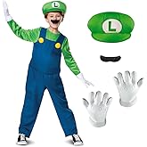 Nintendo Super Mario Brothers Boys Luigi Deluxe Costume