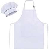 SUNLAND Kids Apron and Hat Set Children Chef Apron for Cooking Baking Painting