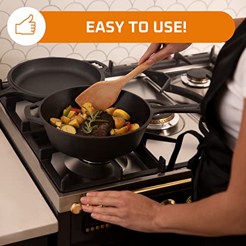 Bruntmor Cast Iron Skillet Cast Iron Pots and Pan Sets 3 Quart Pre