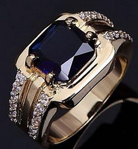 YD Jewels - Hot Size 6 AAA Blue Sapphire Mens 18K Gold Filled Fashion Wedding Rings