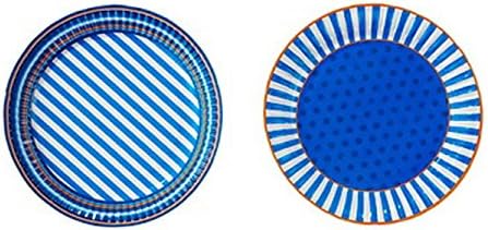Talking Tables Out Of The Blue Small Floral Paper Plates for a Birthday Party or General Celebration, Blue & White (12 Pack)
