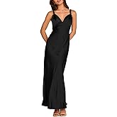 Summer Satin Braided Spaghetti Strap V Neck Maxi Dress for Women Elegant Silk Sleeveless Backless Midi Prom Dress