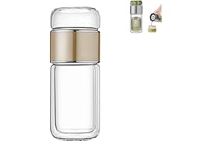 Tryteava Glass Teapot, Portable 3-in-1 Smart Teapot with Tea Separator, Double-Wall Glass, Built-in Filter, Suitable for Home