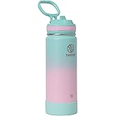 Takeya Actives Water Bottle with Straw Lid - Durable & Easy-Care Water Bottle with Stainless Steel Insulation - BPA-Free Lid with Carry Handle & Straw - Dishwasher-Safe - 18 oz, Ombre Dream
