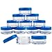 Beauticom (Quantity: 50 Pieces) 5G/5ML Round Clear Jars with Blue Lids for Scrubs, Oils, Toner, Salves, Creams, Lotions, Makeup Samples, Lip Balms