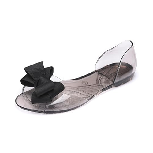 Giy Womens Bowtie Clear Jelly Sandals Shoes Summer Beach Transparent Flat Water Jellies Sandals