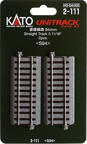 Kato 2-111 HO Unitrack 94mm 3 11/16in Straight Track 2p