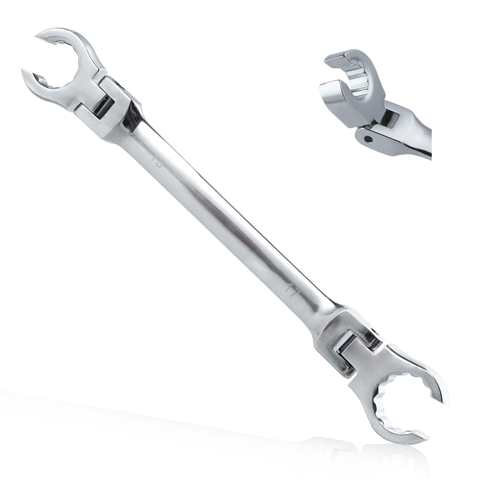 GOLD DEER Flex Head Flare Nut Wrench 15 * 17mm Metric Double Flexible Flare Nut Line Wrench Flex Tools 40Cr for Automotive Repairs Plumbing Repairs