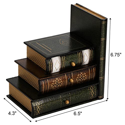Fasmov Wood Bookends with Desktop Organizer Drawer Units, Decorative