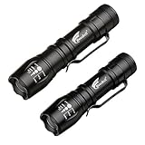 HAUSBELL Flashlight, LED Flashlights, 2 Pack Mini Flashlights, Zoomable, High Lumen, Water Resistant, 3 Light Modes Lantern Flashlights Small Flashlights for Kids, Camping, Hiking